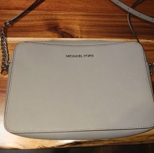 Micheal Kors women's grey leather crossbody purse.